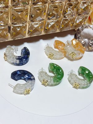 Replica Designer Chanel Women Transparent Ice Cube Double C Multicolor Earrings