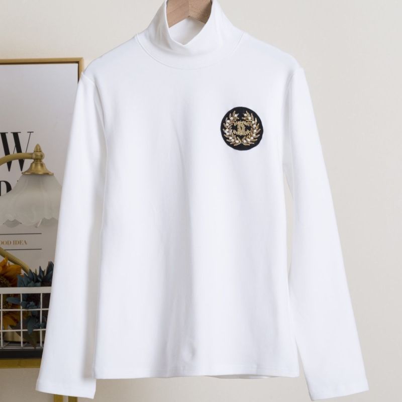 Replica Designer Chanel Women'S Fashion Mock Neck Long Sleeve Top