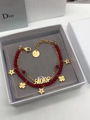Replica Designer Dior Fashion Beaded Metal Letter Double Bracelet