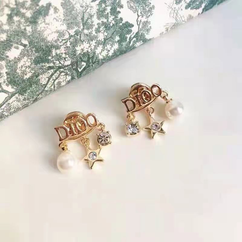 Replica Designer Dior Fashion Metal Letter Tassel Stud Earrings