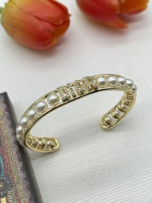 Replica Designer Dior Fashion Pearl Cutout Rhinestone Bracelet