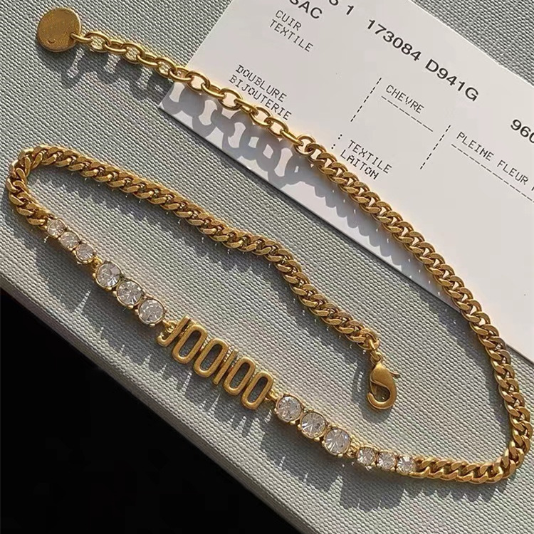 Replica Designer Dior Fashion Rhinestone Alphabet Necklaces And Bracelets