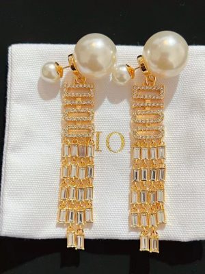 Replica Designer Dior Fashion Rhinestone Alphabet Tassel Earrings