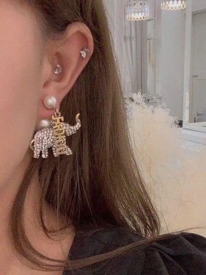 Replica Designer Dior Fashion Rhinestone Elephant Earrings