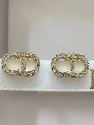 Replica Designer Dior Fashion Rhinestone Hollow Stud Earrings
