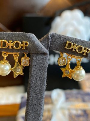 Replica Designer Dior Fashion Rhinestone Imitation Pearl Star Stud Earrings