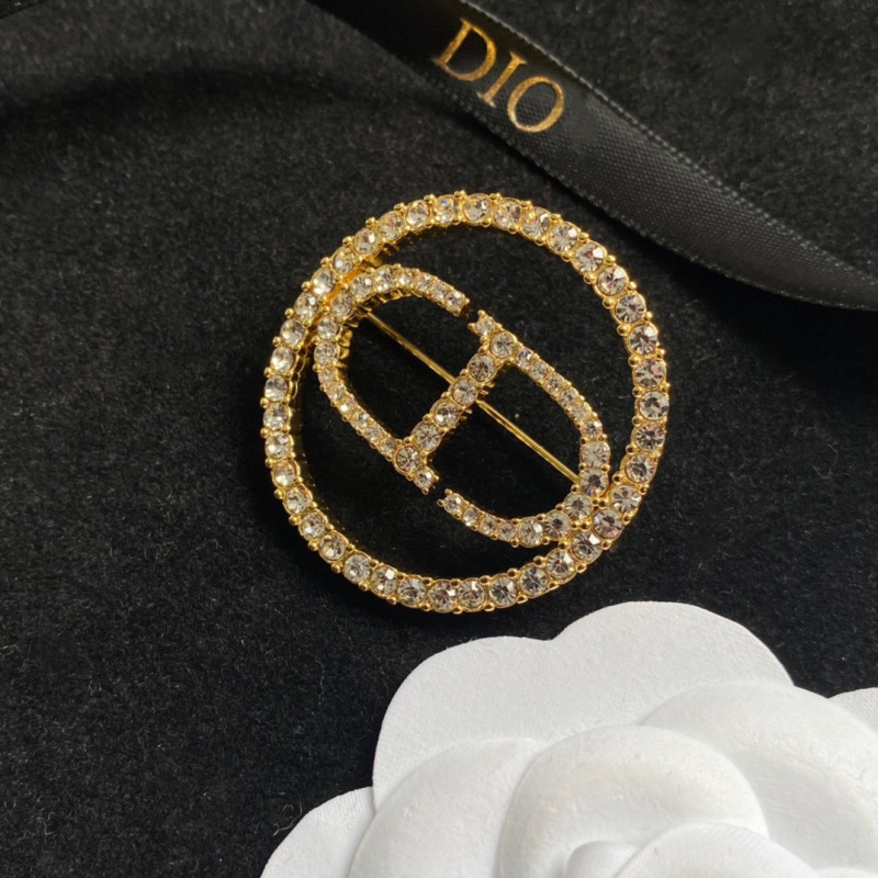Replica Designer Dior Fashion Rhinestone Letter Brooch