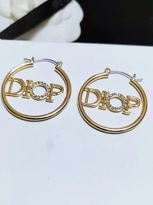 Replica Diseñador Dior Fashion Pendientes Letra Rhinestone