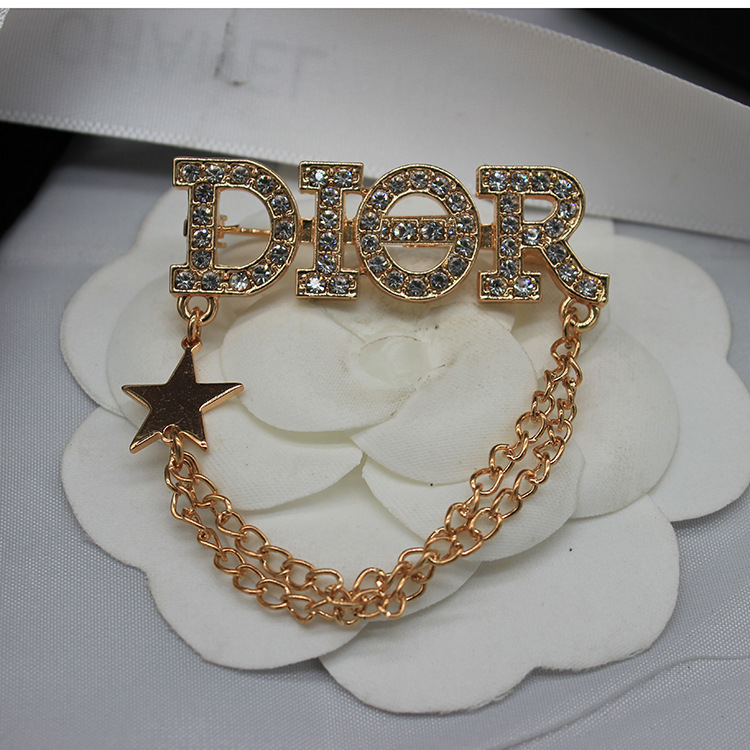 Replica Designer Dior Fashion Rhinestone Letter Fringe Brooch