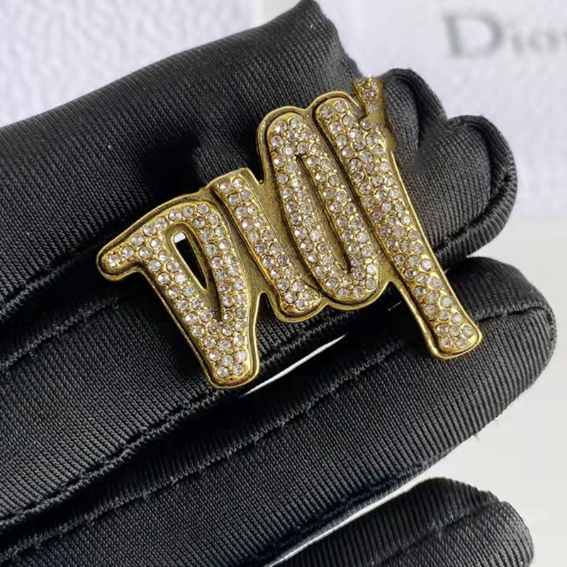 Replica Designer Dior Fashion Rhinestone Letter Metal Brooch