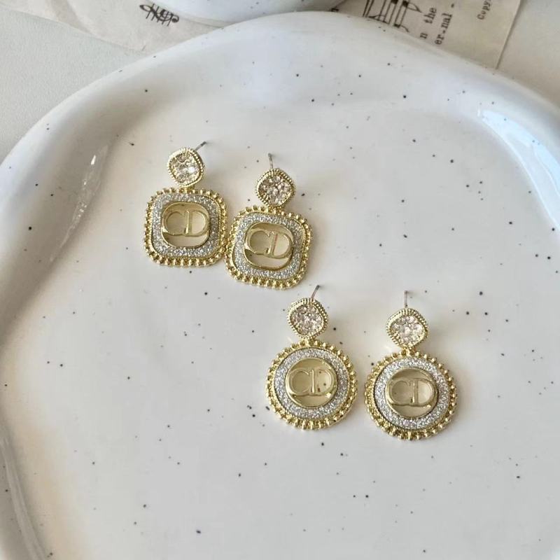 Replica Designer Dior Fashion Rhinestone Square Earrings