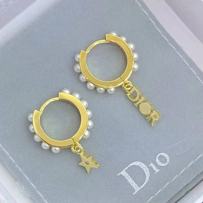 Replica Designer Dior Fashion Round Faux Pearl Asymmetric Earrings