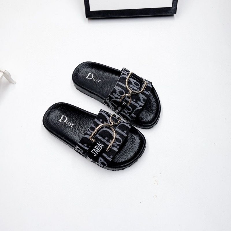 Replica Designer Dior Kids Casual Metal Buckle Letter Print Slippers