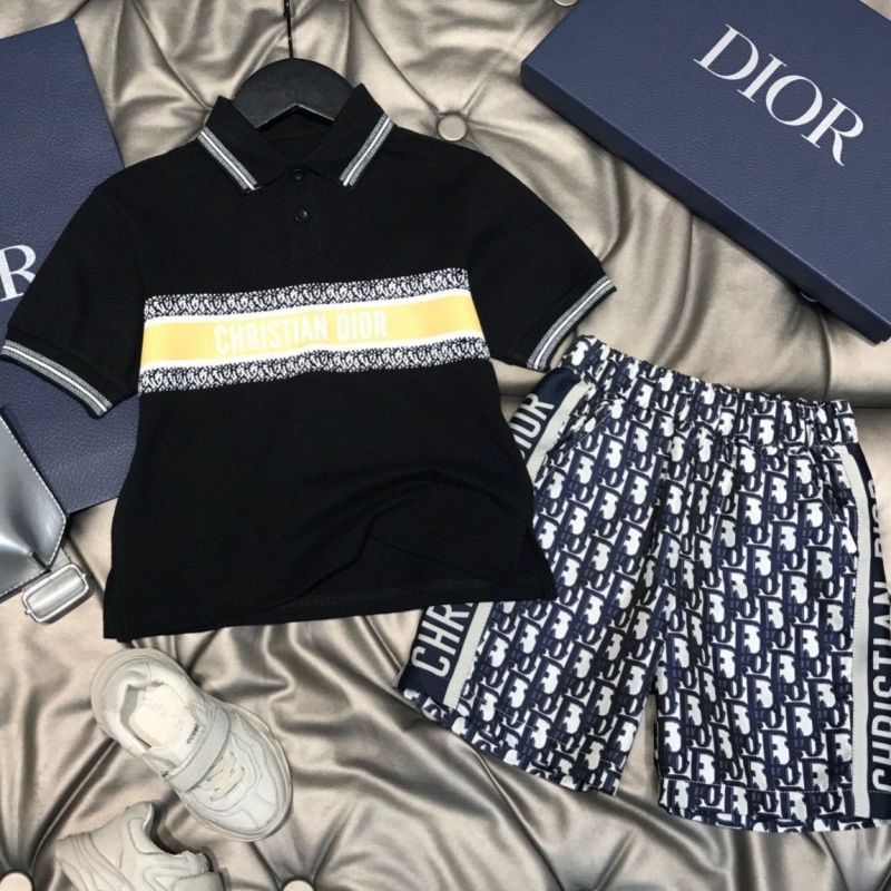 Replica Designer Dior Kids Fashion Short Sleeve Polo Shirt + Shorts Two Piece Set