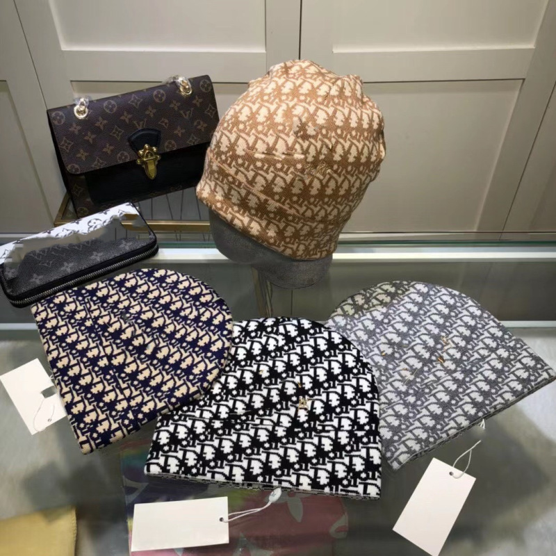 Replica Designer Dior Men Letter Print Warm Knitted Hat