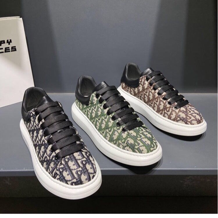 Replica Designer Dior Men Low Top Fabric Platform Casual Shoes