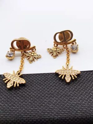 Replica Designer Dior Personalized Rhinestone Bee Back Hanging Earrings