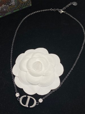 Replica Designer Dior Simple Black Letter Rhinestone Necklace