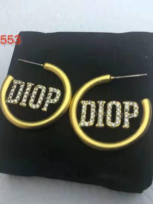Replica Designer Dior Simple Gold Rhinestone Letter Earrings