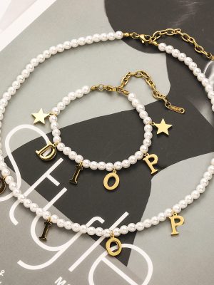 Replica Designer Dior Simple Imitation Pearl Bracelets And Necklaces
