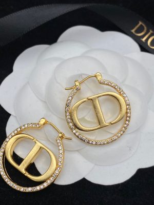 Replica Designer Dior Simple Rhinestone Letter Earrings