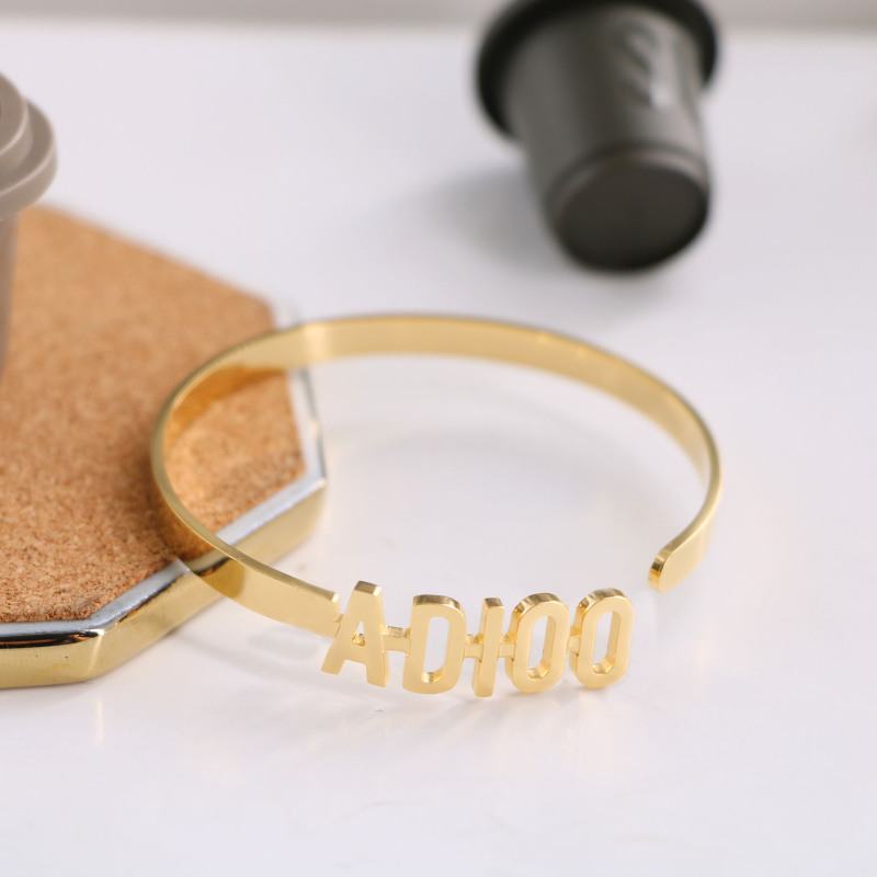 Replica Designer Dior Simple Solid Color Metal Letter Open Bracelet