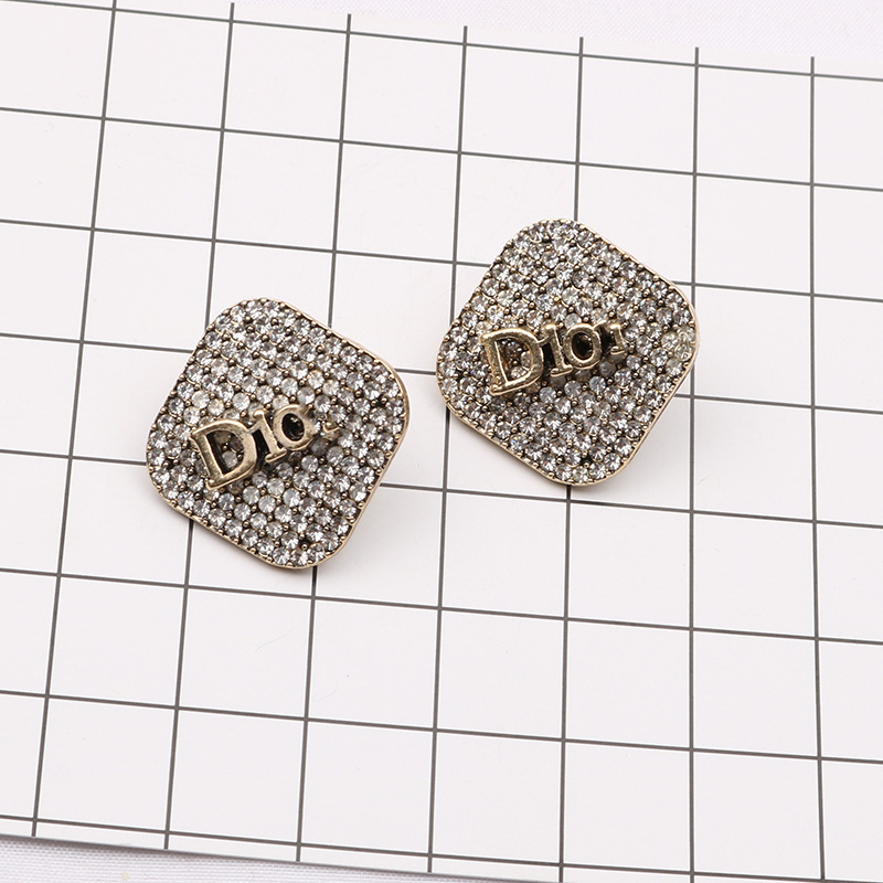 Replica Designer Dior Simple Square Rhinestone Stud Earrings
