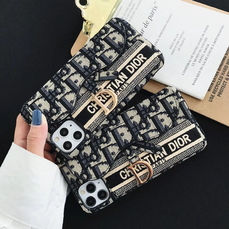 Replica Designer Dior Vintage Embroidered Card Holder Hard Phone Case