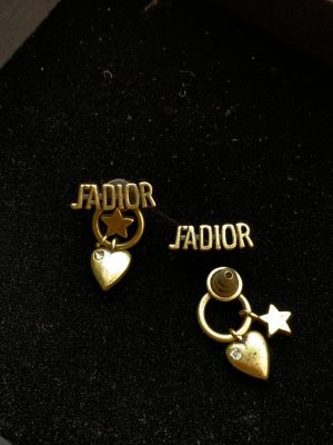 Replica Designer Dior Vintage Heart Metal Stud Earrings