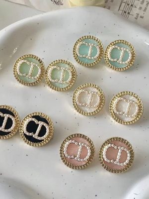 Replica Designer Dior Vintage Imitation Pearl Letter Stud Earrings