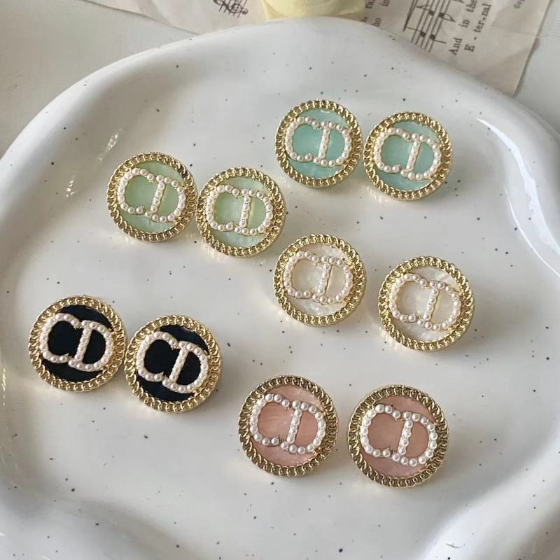 Replica Designer Dior Vintage Imitation Pearl Letter Stud Earrings