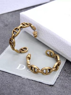 Replica Designer Dior Vintage Metal Cutout Stud Earrings