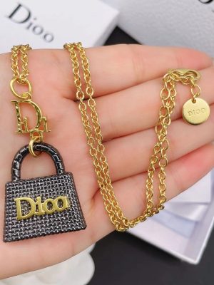 Replica Designer Dior Vintage Metal Letter Necklace