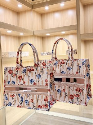 Replica Designer Dior Vintage Multicolor Print Large Capacity Canvas Tote