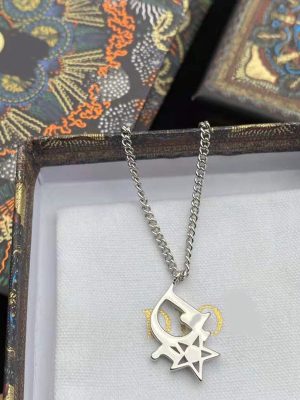 Replica Designer Dior Vintage Rhinestone Letter Necklace