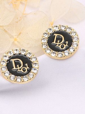 Replica Designer Dior Vintage Rhinestone Letter Stud Earrings