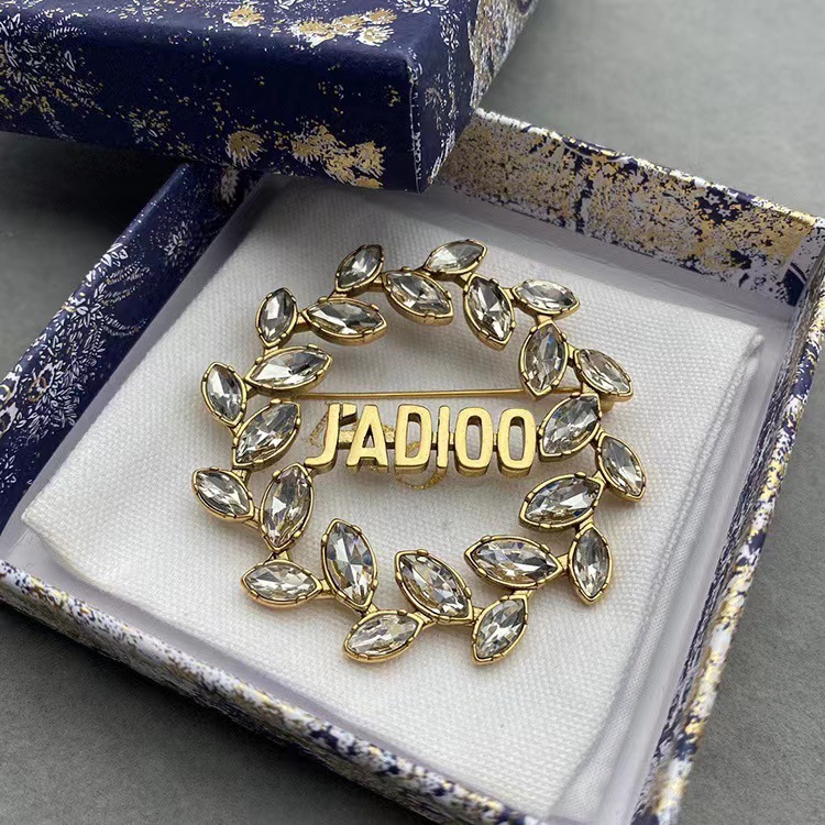 Replica Designer Dior Vintage Rhinestone Wheat Ear Letter Brooch
