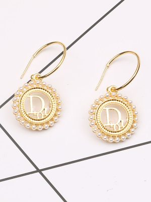 Replica Designer Dior Women Fashion Geometric Cutout Round Earrings