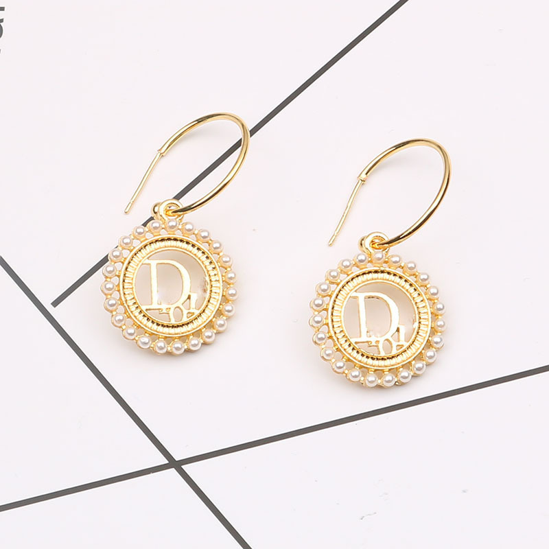 Replica Designer Dior Women Fashion Geometric Cutout Round Earrings