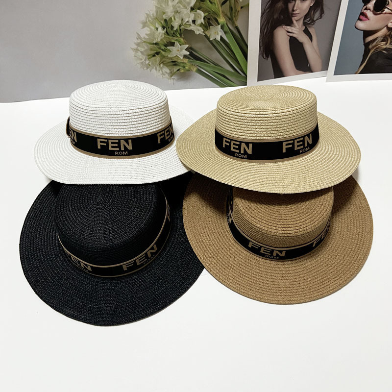 Replica Designer FENDI Women Fashion Letter F Sun Protection Straw Hat