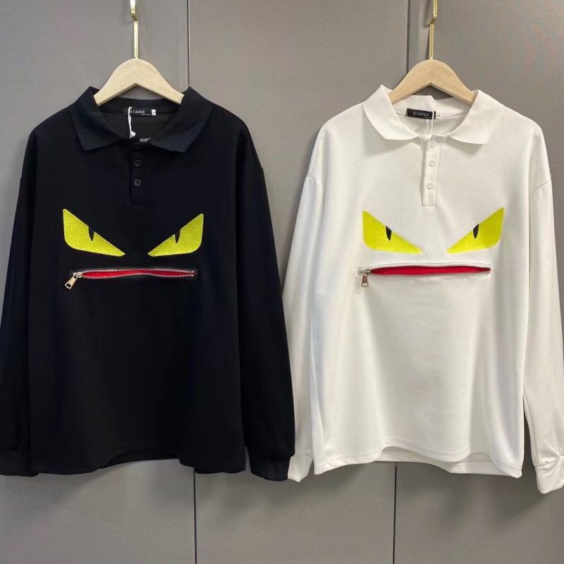 Replica Designer Fendi Homme T-Shirt à manches longues avec revers et monstre