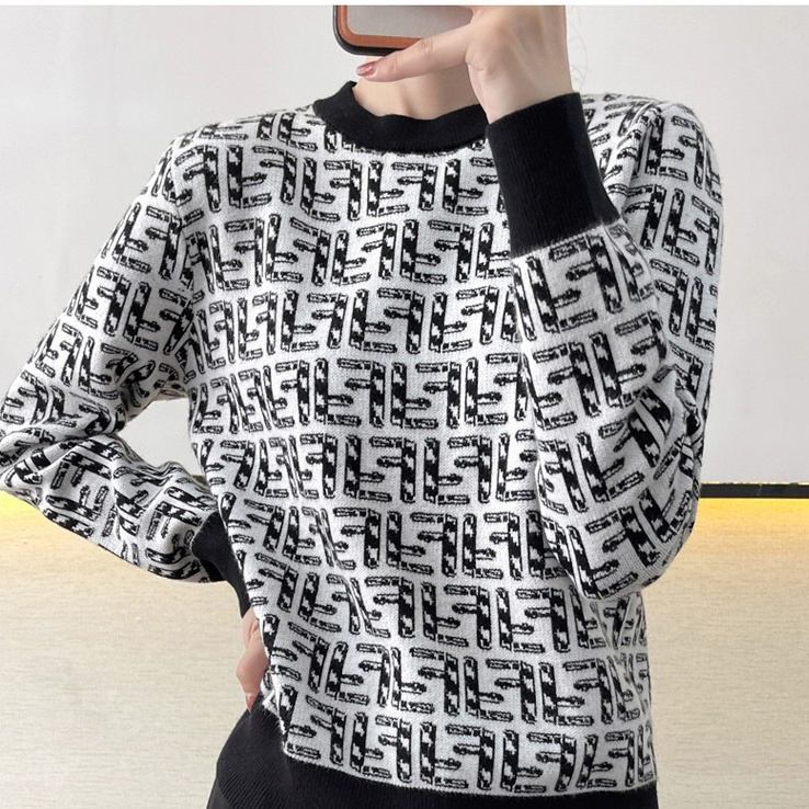 Replica Designer Fendi Winter Round Neck Casual Long Sleeve Top