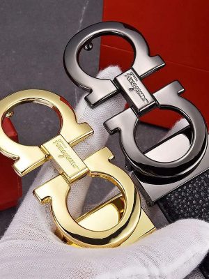 Replica Designer Ferragamo Solid Color Engraved Split Leather Belt