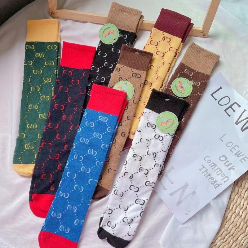 Replica Designer GUCCI Double G Children Letter Color Matching Street Sports Socks