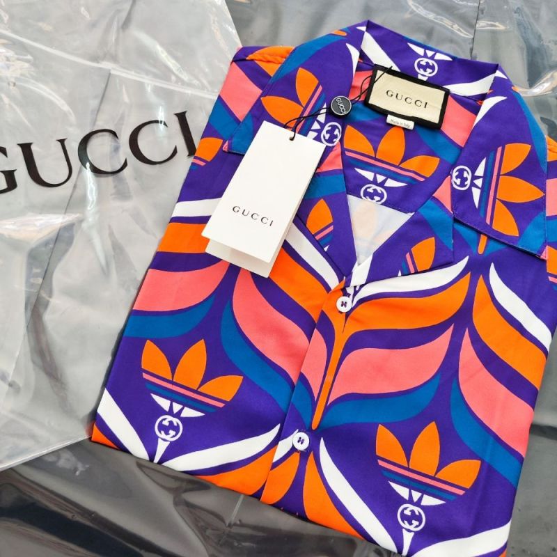 Replica Designer Gucci Adidas Women Men Casual Fashion Beach Vacation Seaside Lapel Short-Sleeved Floral Shirt