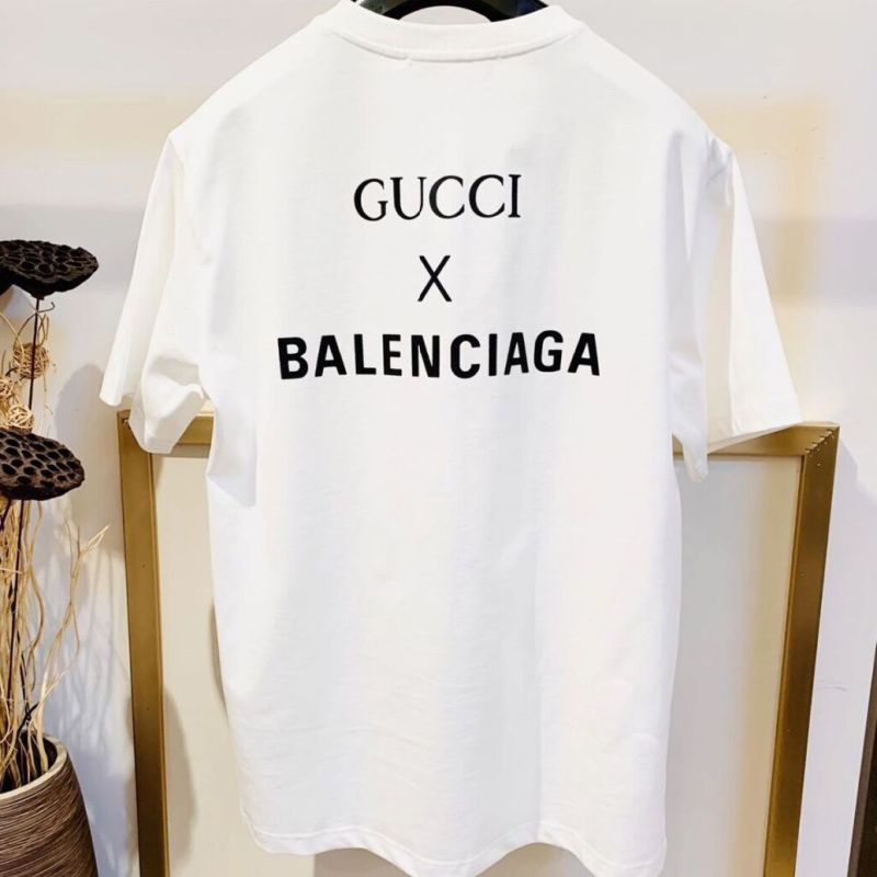 Replica Designer Gucci Balenciaga Men Women Couples Short-Sleeved T-Shirt
