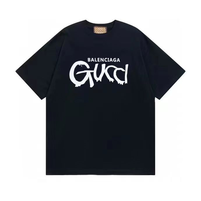 Replica Designer Gucci Balenciaga Women Men Trend Letter Logo Loose Short-Sleeved T-Shirt