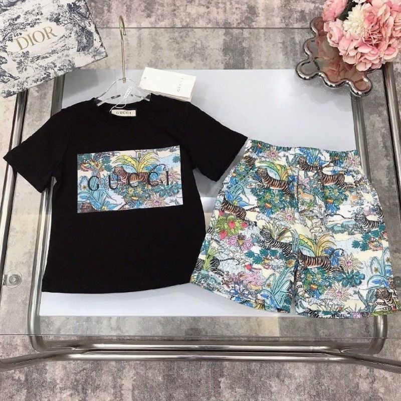 Replica Designer Gucci Casual Kids Short Sleeve Set