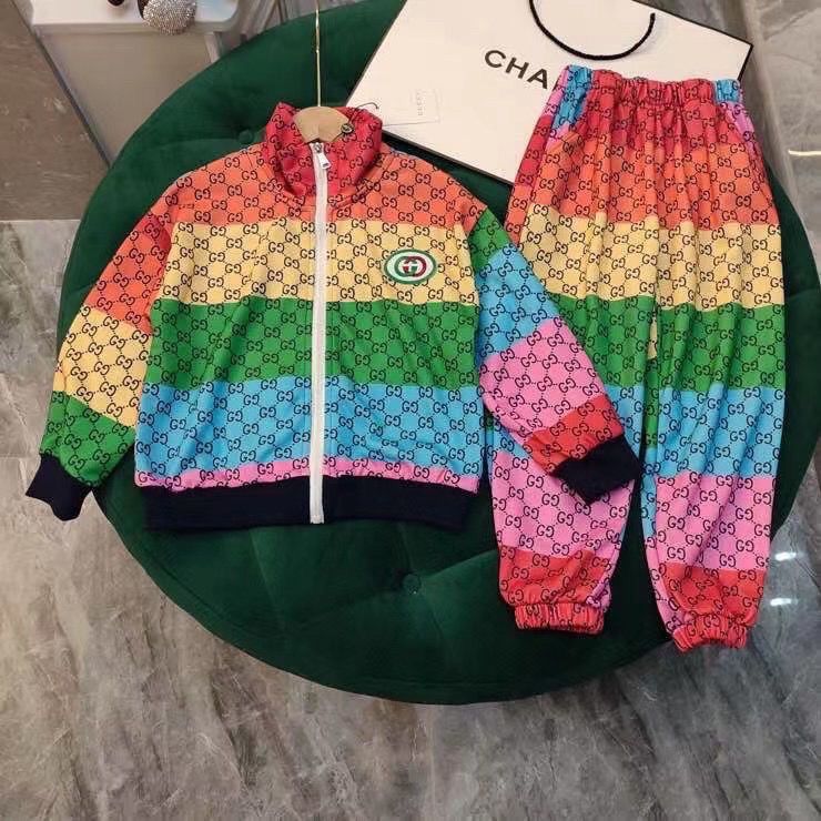 Replica Designer Gucci Children Kid Multicolor Print Jacket And Pants 2pcs Set