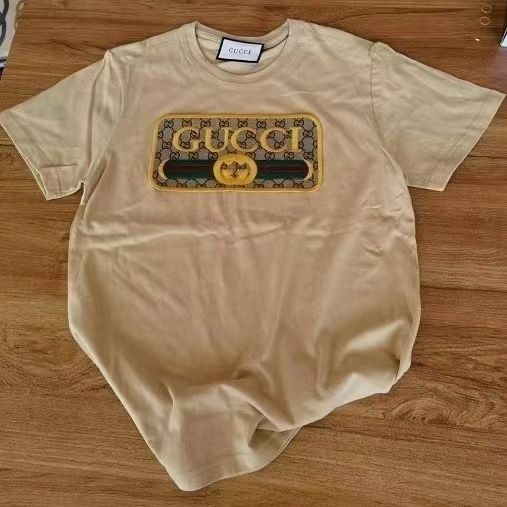 Replica Designer Gucci Embroidery Round Neck Short-Sleeve T-Shirt